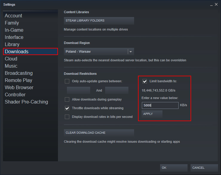 How To Set Maximum Download Speeds In Steam.